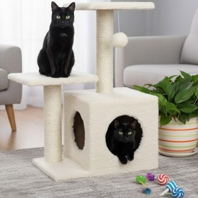 Resim Reyo Pet Çift Stepli Yuvalı Kedi Tırmalaması Krem 