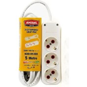 Resim Noip 3 Lü Topraklı 5 Metre Kablolu Grup Priz (802802) 