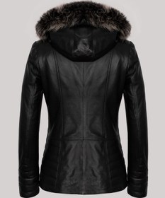 Resim Kadın Deri Mont Kapüşonlu-ka02039 Siyah 