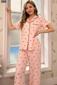 Resim Kiraz Desenli Düğmeli Bebe Yaka Pijama Takımı 7035 