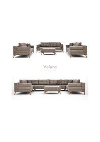 Resim Zeri Modüler Yataklı 3 Adet Üçlü Kanepe & 3'lü Koltuk 3+3+3 - Sütlü Kahve - 160 Sütlü Kahve 