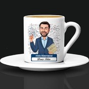 Resim Erkek Fizik Öğretmeni Karikatürlü Kahve Fincanı 
