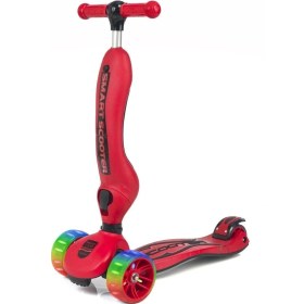 Resim Smart Oturaklı Çocuk Scooter 3 Tekerlekli Işıklı Scooter Yükseklik Ayarlı 1-5 Yaş Kırmızı Kırmızı 