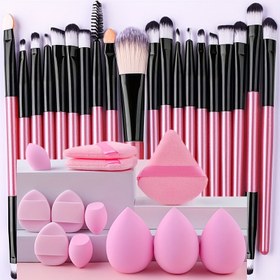 Resim 12/32 parça Makyaj Aletleri Seti İçerir: 20 parça Makyaj Fırça Seti + 3 parça Pudra Pufu + 3 parça Mini Hava Yastıklı Puf + 3 parça Beauty Blender & 3 parça Mini Beauty Blender, Tüm Cilt Tipleri İçin Uygun 