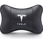 Resim Tesla Logolu Siyah Oto Boyun Yastığı Bc 