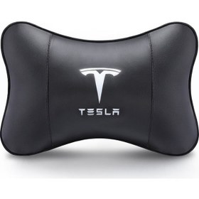 Resim Tesla Logolu Siyah Oto Boyun Yastığı Bc 