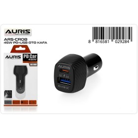 Resim Auris Ars-cr08 45w Pd Usb Oto Samsung Xiaomi Oppo Iphone Şarj Kafa Oto Çakmaklık Oto Şarj Aleti 