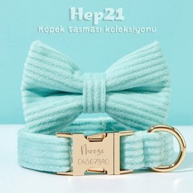 Resim Dog Collar Named Lake Green Velvet Collar 681532 - 4pcs set / M 
