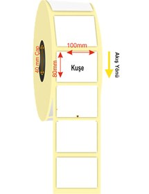 Resim 80x100 Kuşe Barkod Etiket 350 Sarım 
