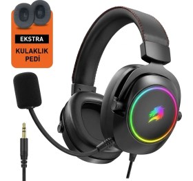 Resim Gamebooster GB-H44 Rgb 7.1 USB Kablolu Kulak Üstü Oyuncu Kulaklığı (Extrakulaklık Pad Süngeri) 