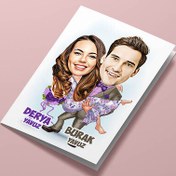 Resim Mutlu Aşıklar Karikatürlü Tebrik Kartı 