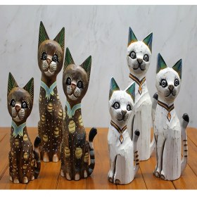 Resim Ahşap 3'lü Kedi Seti 50 cm Model 3 