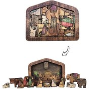 Resim Mufunye İsa'nın Doğuşu Ahşap Puzzle Dekorasyonu - 28x21x1.5cm Ev Ofis Süsü, Renkli Ve Dayanıklı 