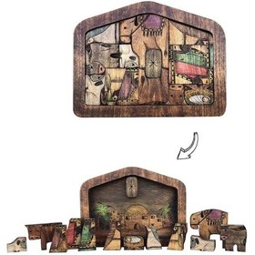 Resim Mufunye İsa'nın Doğuşu Ahşap Puzzle Dekorasyonu - 28x21x1.5cm Ev Ofis Süsü, Renkli Ve Dayanıklı 