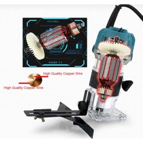 Resim POWER7 600W Hassas Devir Ayarlı El Frezesi - Şeffaf Tabanlı Kontrol 