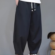 Resim Erkekler için Hafif Günlük Rahat Kesim Orta Boy Pantolonlar, İpli Bel - Tüm Sezonlara Uygun Nefes Alabilen Kumaş, Makinede Yıkanabilir Düz Renkli Pantolonlar, Konforlu Giyim, Minimalist Tasarım, Açık Ayakkabı Stili 