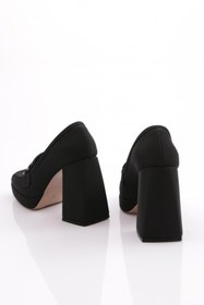 Resim Dgn Kadın Küt Burun Tokalı Platform Topuklu Ayakkabı Siyah Likra 110623327 