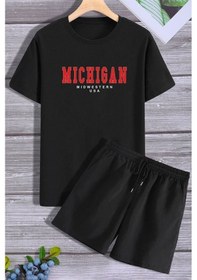 Resim Michigan Şort T-shirt Eşofman Takımı Siyah 