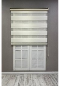 Resim Zebra Stor Perde Geniş Plise Güneşlik Perde Krem Krem 