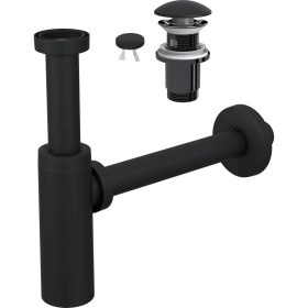 Resim Suera Moon Ayarlanabilir Lavabo Sifonu + Elixir Pop-Up Set (Siyah - Taşma Delikli) 