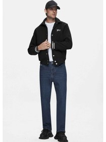 Resim Ucla Keane Siyah Kaşe Kolej Ceket Çıtçıtlı Standard Fit Erkek Ceket Siyah 