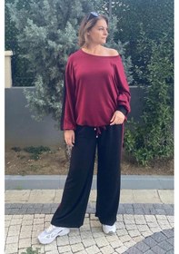 Resim Mia Butik Büyük Beden Bordo Mehita Eşortman Takım Bordo 