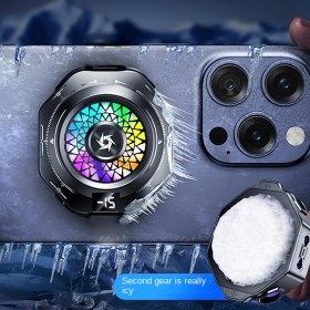 Resim Manyetik Telefon Tablet Soğutma Fanı 7 Kanatlı Hidrolik Fan -15 Derece Göstergeli Sessiz Soğutucu Ios Android Pubg Gaming Uyumlu Tak Çalıştır 