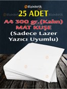 Resim elçinbirlik A4 Mat Kuşe 25 Adet 300 Gr Kalın Sadece Lazer Yazıcı Uyumlu 