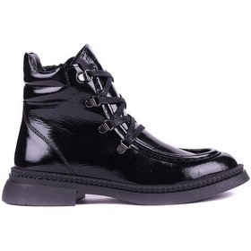 Resim Shoetyle - Hakiki Deri Siyah Rugan Kadın Deri Bot - 25101955-1408 Siyah 