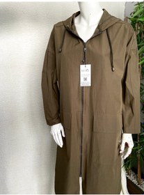 Resim Vetre Kadın Büyük Beden Kapüşonlu Oversize Haki Trençkot 2002 Haki 