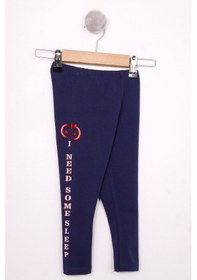 Resim Toontoy Kids Toontoy Kız Çocuk Varak Yazılı Tayt Lacivert 