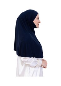 Resim Modish Group Hazır Başörtüsü Pratik İslami Giyim Penye Peçeli Türban Namaz İçin Yumuşak Eşarp Lacivert 