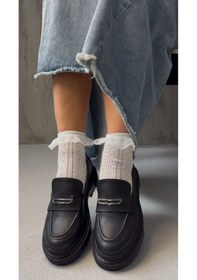 Resim Elle Tokalı Kalın Taban Detay Kadın Ayakkabı Siyah 