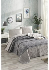 Resim Kapitone Yatak Örtüsü Seti Tek Kişilik Creative Gri 