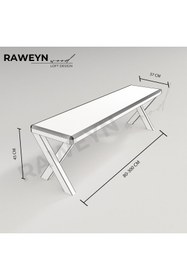 Resim deryawood Raweyn Masif Ahşap Andora Bank Beyaz Ayak 37*200*45cm 