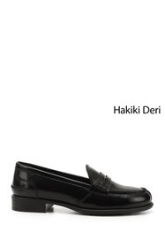 Resim GÖNDERİ(R) Kadın Siyah Rugan Hakiki Deri Loafer Ayakkabı 