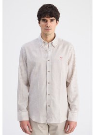 Resim D'S Damat Ds Damat Comfort Bej Çizgili Gömlek 6hc02g816304m 
