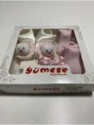 Resim Yumese Kız Bebek Ekru 3'lü Oyuncaklı Patik Takım 