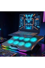 Resim Rampage RC16 Octal 8 Fanlı Rgb Işıklı 14 - 17.3 inç 10 Rgb Modlu Notebook Soğutucu Stand Laptop Soğutucu 