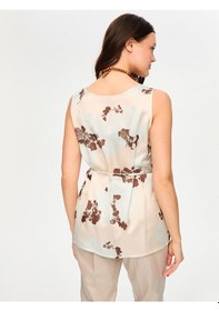 Resim Beli Kuşaklı Yuvarlak Yaka Çiçek Desen Atlet S26atl023 Us26atl02372 Taş 