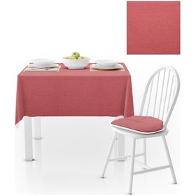 Resim Gül Rengi Kadife Dokulu Masa Örtüsü 140x180 