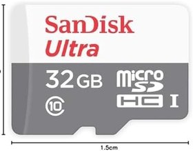 Resim SanDisk 32GB Ultra UHS-I Class 10 MicroSDHC Hafıza Kartı, 80MB/sn'e kadar - SDSQUNS-032G-GN3MN 
