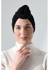 Resim Üç Farklı Bağlamalı Tesettür Hazır Pratik Şal Siyah Siyah 