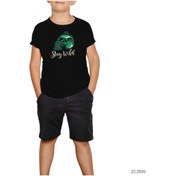 Resim Stay Wild Siyah Çocuk Tişört Siyah 