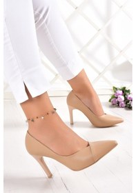 Resim Erkan Saçmacı Veronica Ten Vegan Sivri Burun İnce Topuklu Stiletto Ayakkabı 