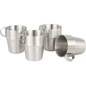 Resim Three Beans 4 Adet Paslanmaz Çelik Kupa Kampı Sofra Çift Katmanlı Kahve Fincanı Anti Haşlama Açık Piknik Barbekü Kamp Kaynağı | Açık Hava Tabloları - (Yurt Dışından) 