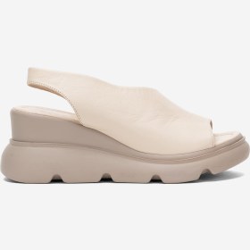Resim Dericlub Kadın Bantlı Dolgu Taban Comfort Günlük Sandalet Gerçek Deri ZY 7712 BEJ 