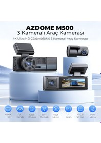 Resim Azdome M500 4k 3 Kameralı Araç Içi Kamera 