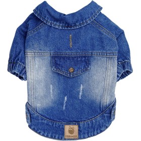 Resim FOURAMOUR Orta Yıkama Denim Köpek Ceketi “Rodeo” - S 