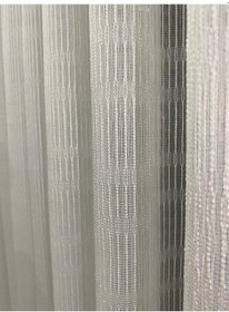 Resim 4002 Kendinden Desenli Modern Ekru Tül Perde 1/3 Sık Pileli Ekru 